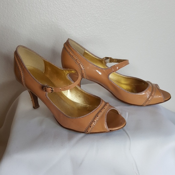 J.Crew Italy peachy peep toe heels size 6 1/2 - Picture 4 of 8